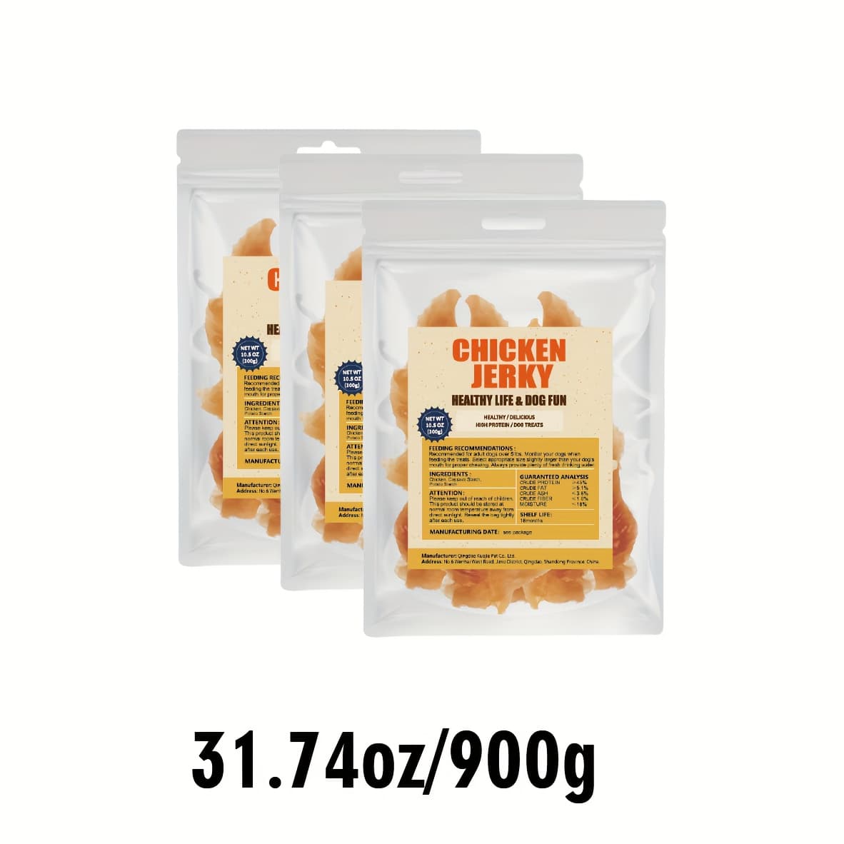 TEMU Chicken Jerky Dog Treats, -free, With Real , Healthy, Long-lasting And Great Tasting Treat, No Artificial Flavors, Dog's Urge To Chew
