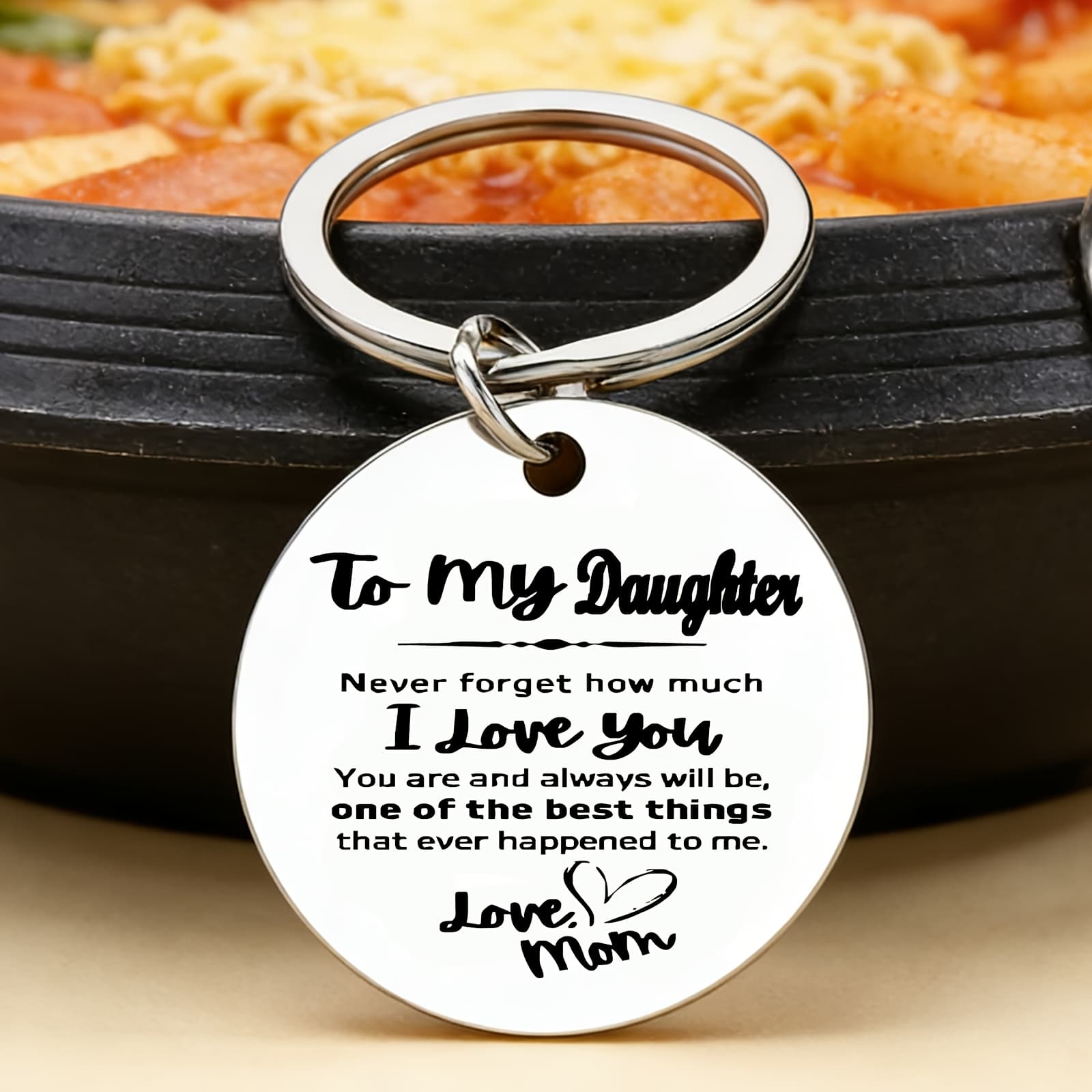TEMU A Message, "to My Daughter Never How Much I Love You...love.mom" Round Stainless Steel Keychain, Suitable As A Birthday, Graduation, Or Birthday Gift From A Mother To Her Daughter