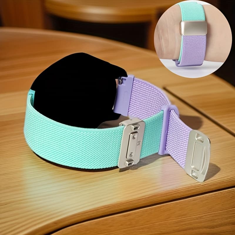 TEMU 1pc 18/20/22mm Wide Band Compatible With Magnetic , Breathable Nylon Sport Strap - Dual- For Women, 8/7/6/5/4 40/41/42/44/46mm (2025 New), Stylish Accessory, Sleek Metal