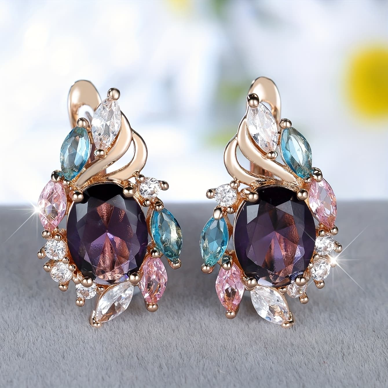 TEMU A Pair Of Dopamine Floral Earrings, Banquet Party Engagement Proposal Wedding Banquet Wearing Rings, Suitable As A Gift For Mothers And Wives