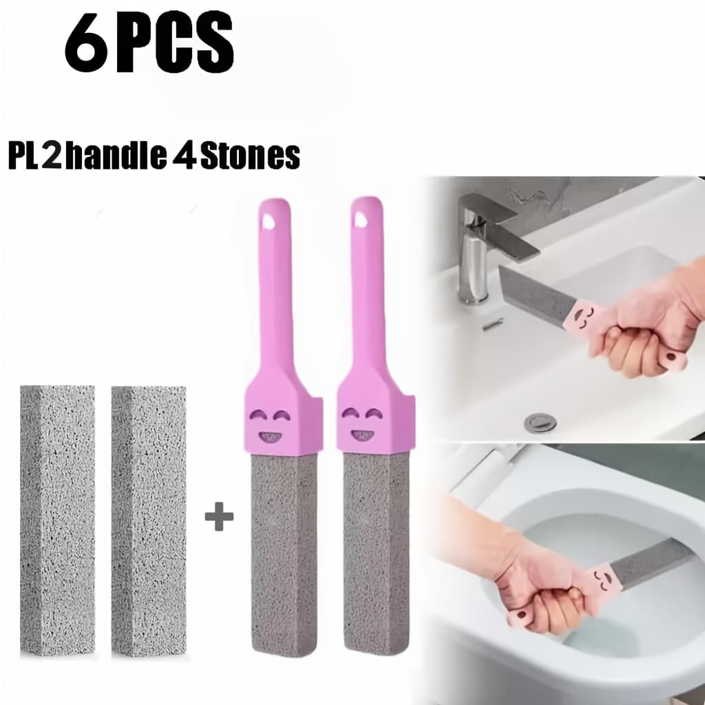 TEMU Set Of 6 Pumice Stones Designed For Cleaning Toilet Bowls, Featuring A Handle To Effectively Eliminate Hard Water Stains. Ideal For Use In Bathrooms, Kitchen Sinks, And Grills