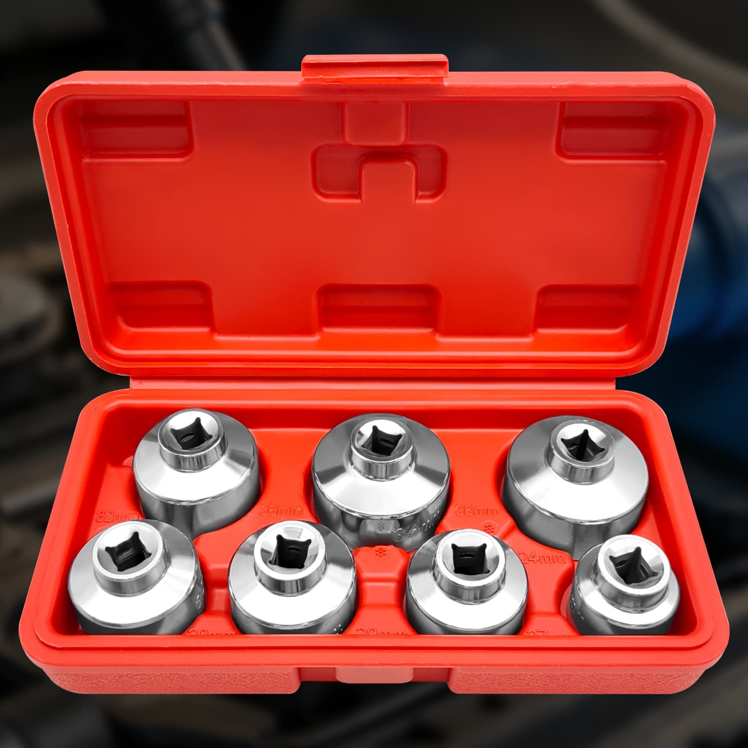 TEMU 7pcs Oil Filter Element Socket Wrench Hexagonal Wrench Tool Kit Including 24mm, 27mm, 29mm, 30mm, 32mm, 36mm, 38mm Socket Set, Including 24mm, 38mm Socket Set Universal Tools, Gift