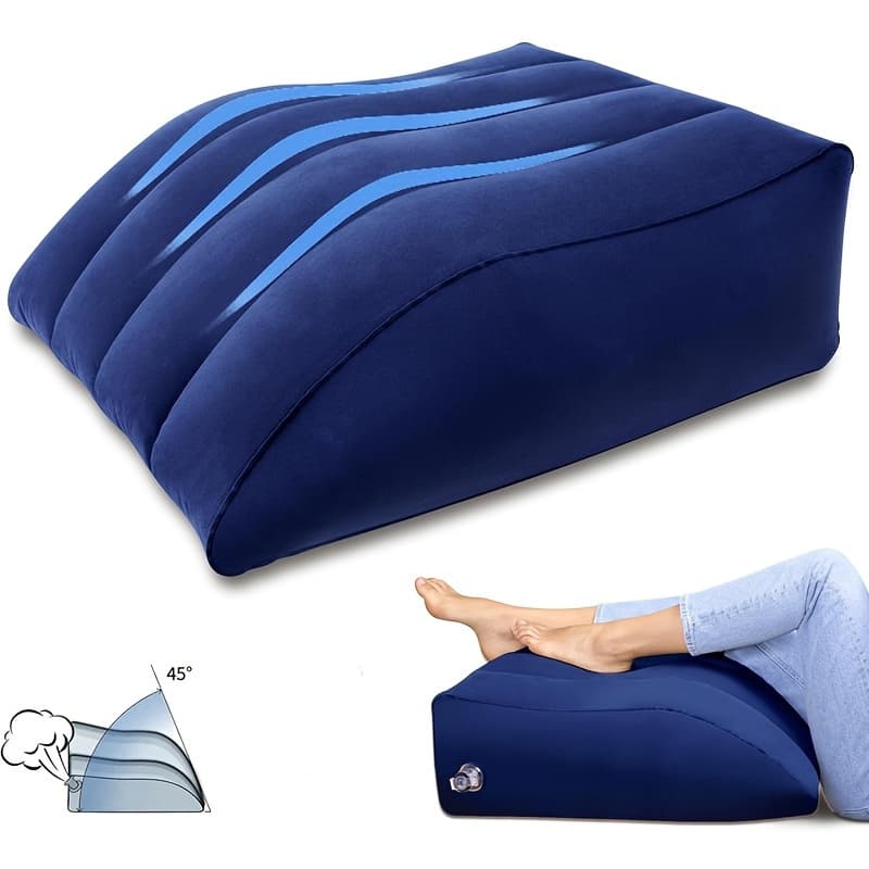 TEMU 1pc Inflatable For Leg Pillow - Portable Wedge Pillow For Legs, Versatile For Leg Pillows For For Sleeping, Ideal For, Hip, Foot, Ankle Support, Durable Synthetic Cover, For Leg Pillow