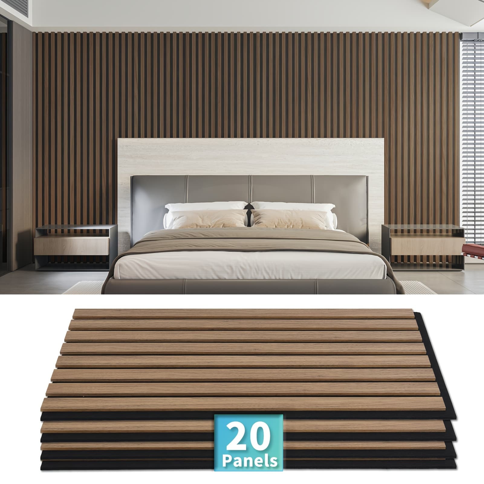 TEMU 20pcs Slat Acoustic Panels, Noise Reduction Wall Panels For Bedroom Living Room Office, Easy, 40 Coverage