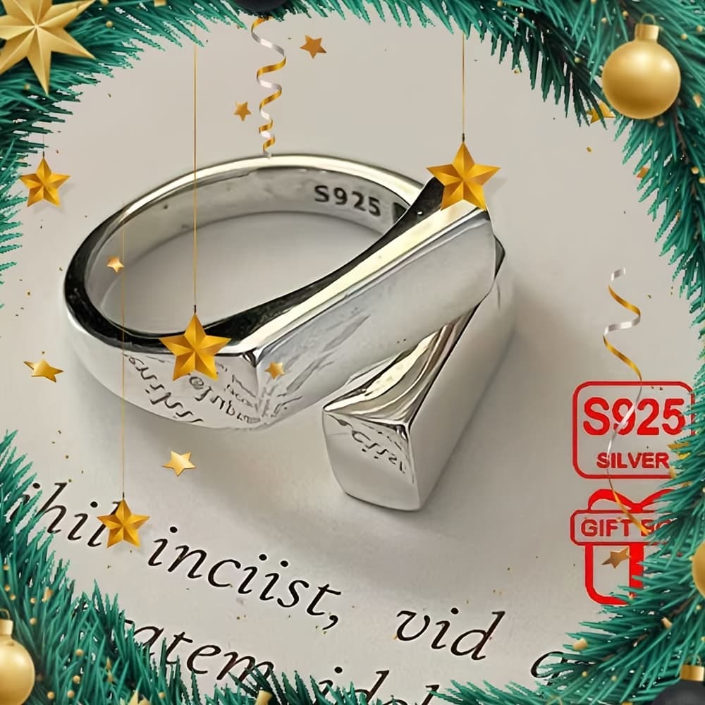 TEMU Stylish 925 Sterling Silvery Women's - Hypoallergenic, Geometric Square Design, Suitable For And Special Occasions, Customer , 3.2g/0.11oz, Interlocking