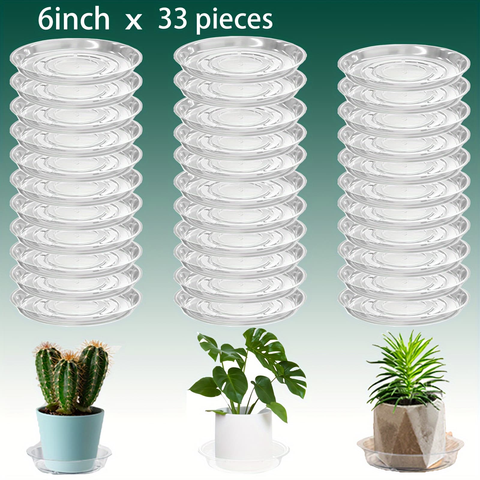 TEMU 33 Pack Flower Pot Plant Tray, 6-inch Plastic Plant Tray, Transparent Drip Tray Plant Tray, Suitable For Indoor Plant Tray Flower Pots, Bulk