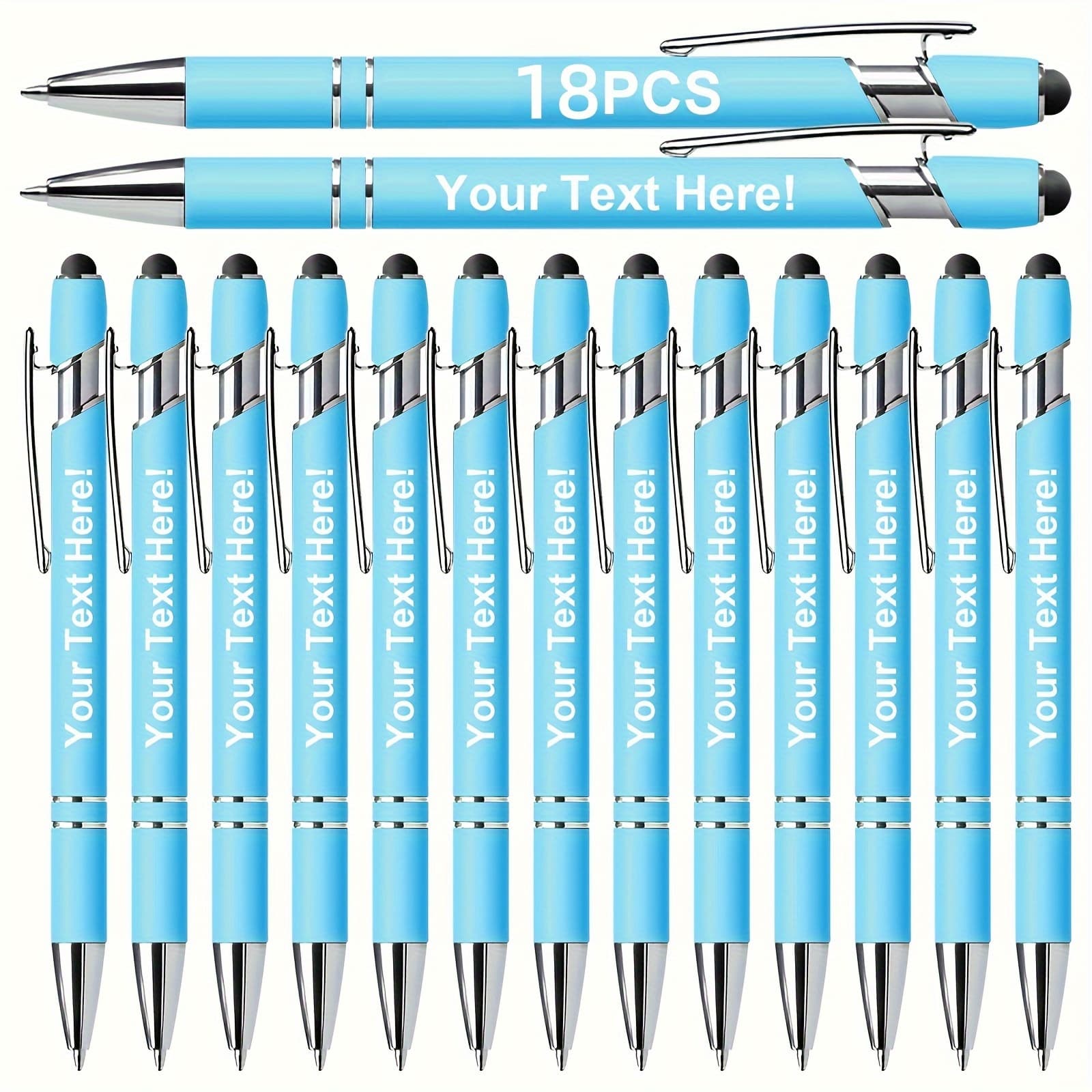 TEMU 18pcs Custom Carving Ballpoint Pens - Lightweight, Stretchable Metal Pens With Black Ink - Perfect Personalized Gift Ideas