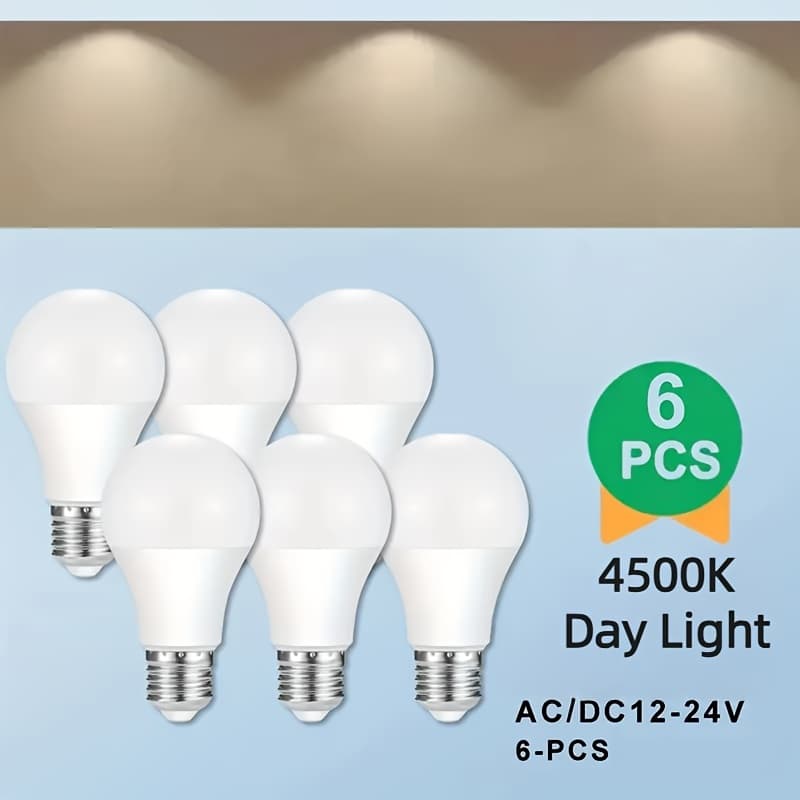TEMU 6pcs Led A19 E26 Light Bulbs, Daylight White 4500k Led Light Bulbs, 1100 Lm, No , 85+cri, Non-dimmable, 14w White Led Bulb For For Home, Bedroom, Office Lamp, Room.