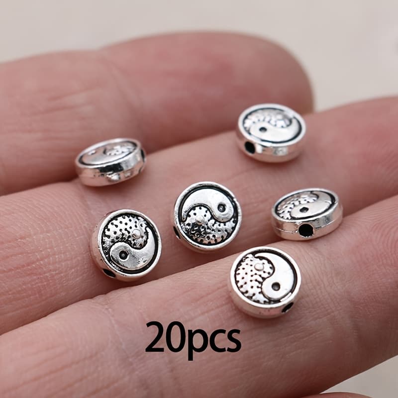 TEMU Set Of 20 Loose 8mm Yin Yang Beads For Jewelry Such As Bracelets, Necklaces, And Earrings
