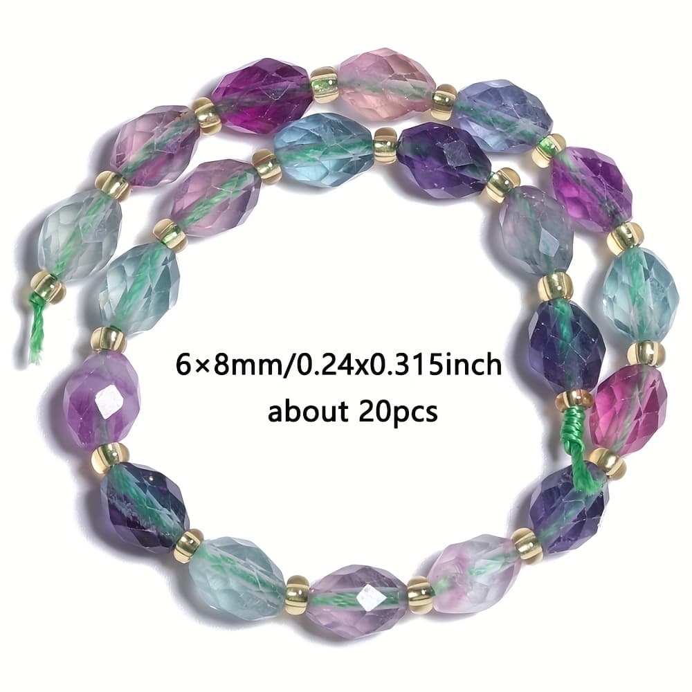 TEMU 6x8mm Aaa Natural Oval Fluorite Stone Beads Rice Shape Spacer Beads For Jewelry Making Diy Bracelets Necklace Earring Accessories Craft Supplies Exquisite Gifts