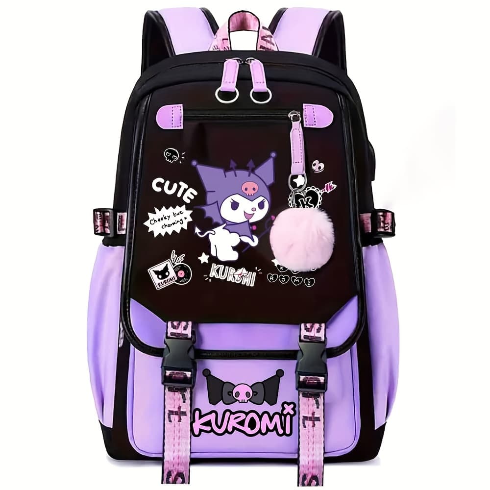 TEMU Kuromi Backpack Cartoon Laptop Backpack Cute Large Travel Bag Casual Backpacks