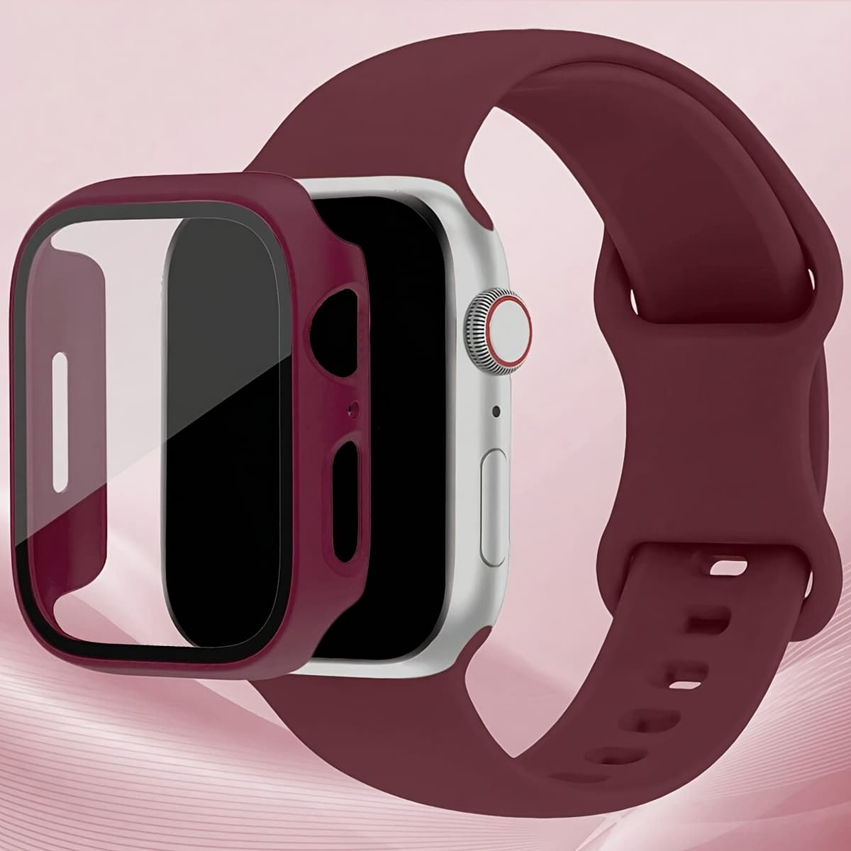 TEMU 2pcs For Watch Case & Strap Set - Ultra-thin Tempered Glass Screen Protector, Adjustable Comfortable Wristband, Compatible With For Watch /2/3/4/5/6/7/8/9/10/11/se/pro/pro