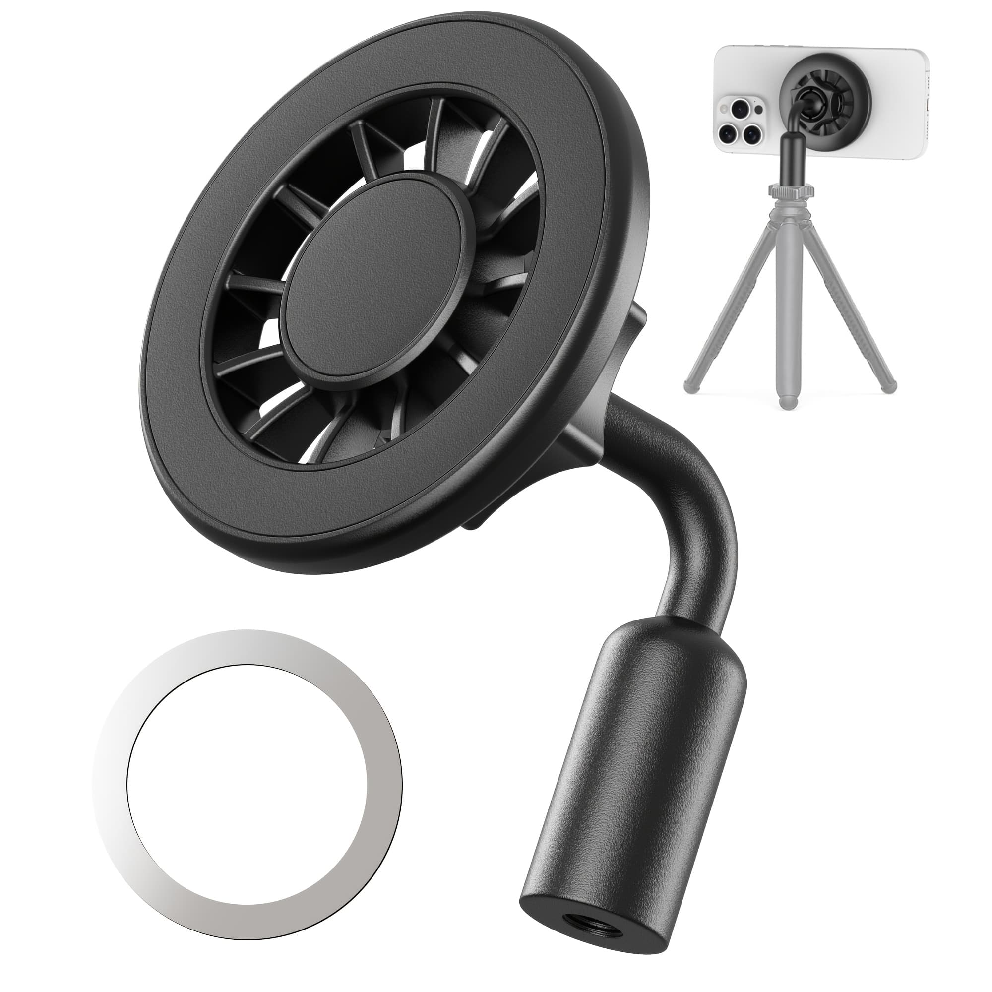 TEMU Magnetic Tripod Stand Adapter For Iphone 16/15/14/13/12 Series And All Smartphones With 1/4" Screw Hole For Tripod/camera/selfie Stick/ring Light
