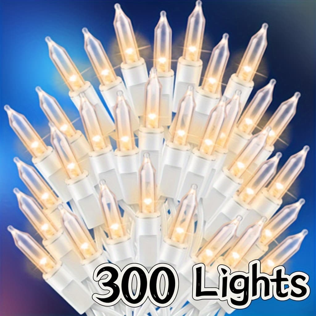 TEMU Extendable Warm White Christmas Lights Decoration 300lights(3pk*100l) (19.6ft*3) Mini Bulb String Lights Set For Christmas Tree Holiday Party Wedding Decor