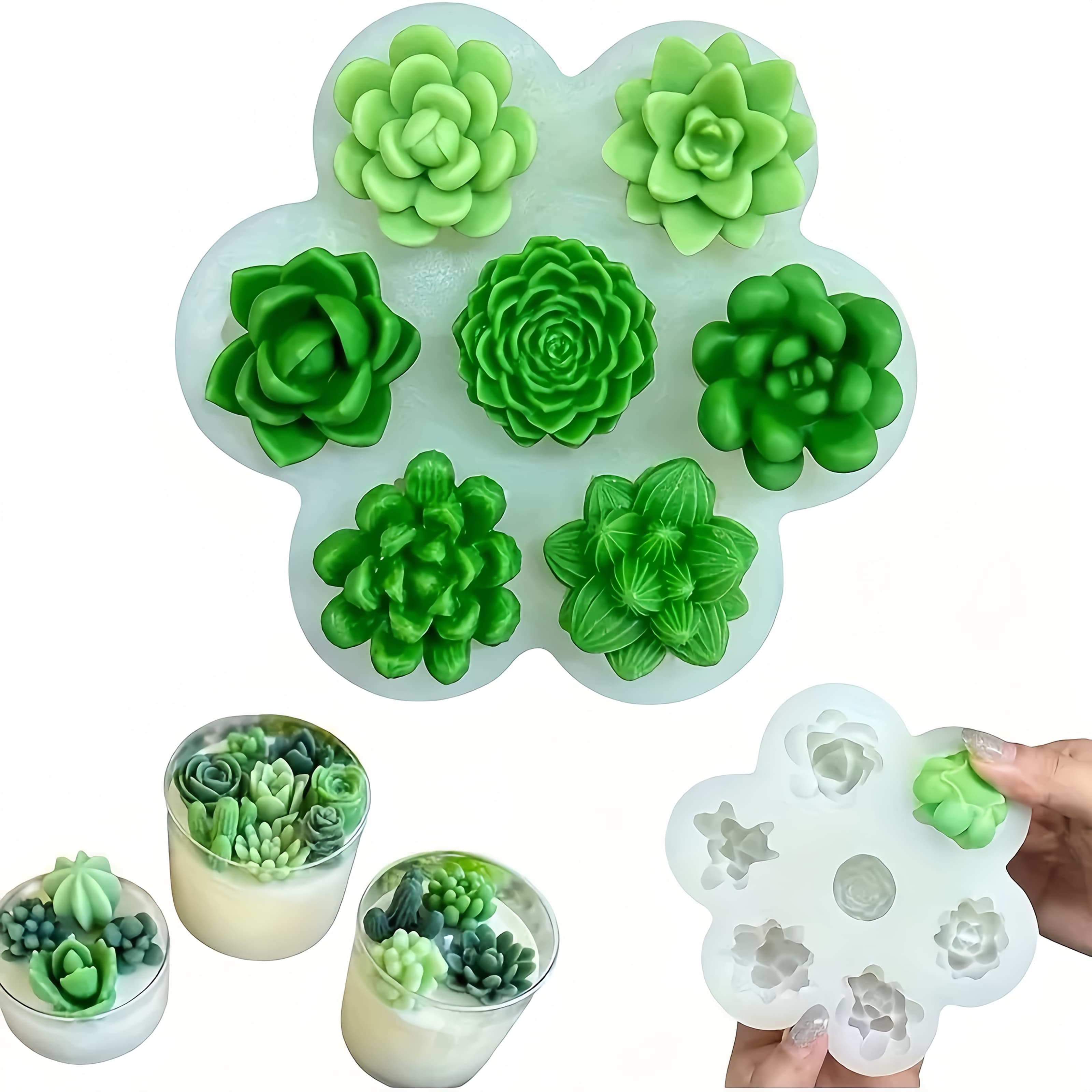 TEMU Silicone Mold Featuring Succulent - Suitable For, Embellishments, 3d Candle Soap Making, Flower Epoxy Resin Casting, And Craft Supplies. Free From Bpa
