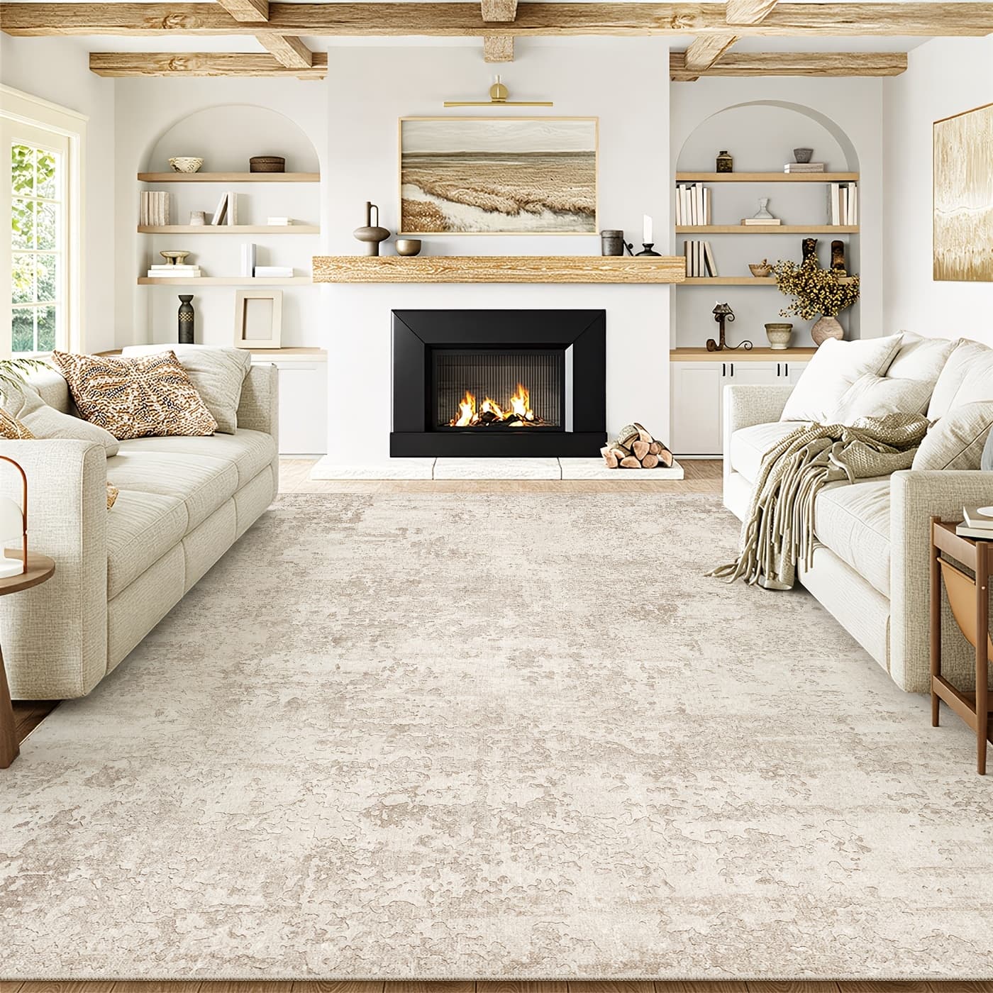TEMU Washable Rugs Ultra Thin Rugs For Living Room, Non Slip Backing 0.25" Low Pile Rugs For Bedroom, Foldable Machine Washable Area Rug