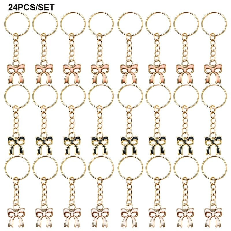 TEMU 24pcs Set Of Bow Keychains, Fashionable Women's Key Chains, Bag Accessories,