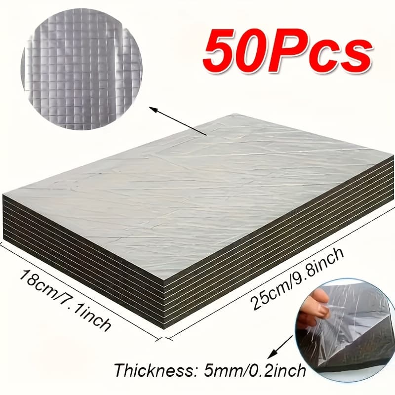 TEMU 50pcs Sound Insulation Pad, With Adhesive Backing Insulation Pad, Used For Doors, Engine Compartment And Roof, Sound Insulation Material
