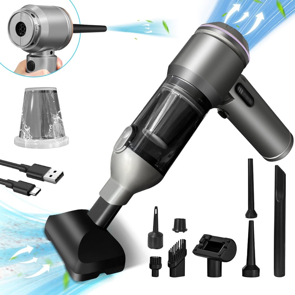 TEMU Portable Car Vacuum Cleaner That Can Blow And Suck, Wireless, Ideal For Removing Dust From Vehicles, Effective For Cleaning The Interior And Tight Spaces, A Useful Gift For Christmas