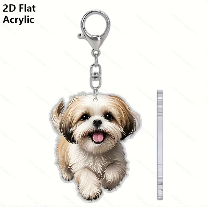 TEMU 2d Flat, 2d Flat Keychain - Cute Fluffy , Transparent Key Ring, No Battery Needed - Gift For - Valentine's Present - Minimalist Keychain Accessory, 2d Flat