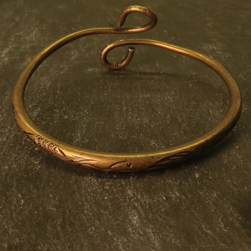 TEMU 1pc Vintage Copper Adjustable Bracelet - Open Braid Design, Natural Finish, Durable & Comfortable Unisex Jewelry For & Formal Occasions, Perfect Valentine's Day Gift For