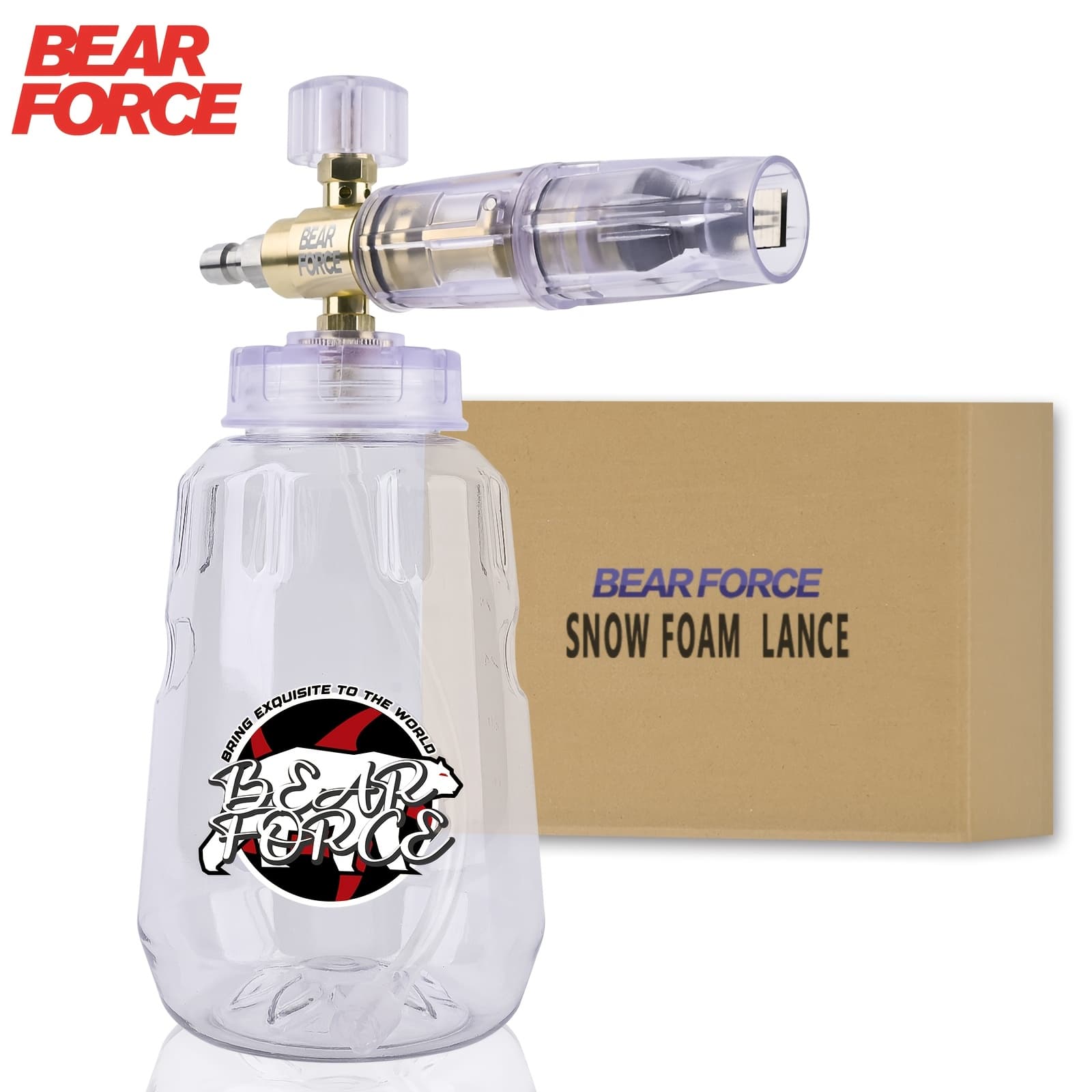 TEMU Bear Force Pressure Washer Foam Cannon Foam Generator Foam Gun, Adjustable Foam Lance1l, 1/4 Quick Connector, Foam Blaster, Transparent Bottle Car Cleaning