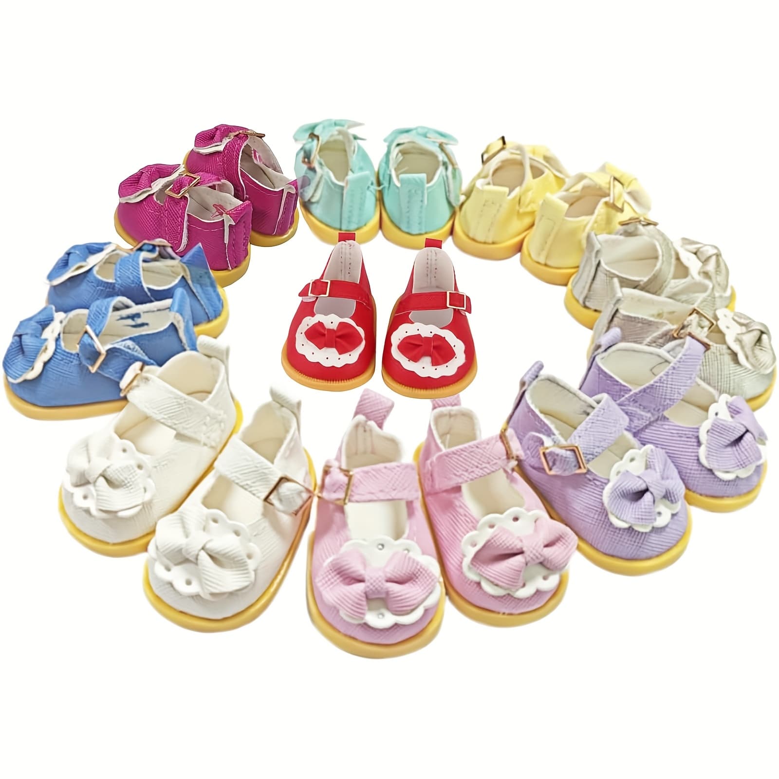 TEMU 6 Pairs Of Doll Shoes, From , Suitable For 14-inch Dolls, Bowknot Casual Shoes