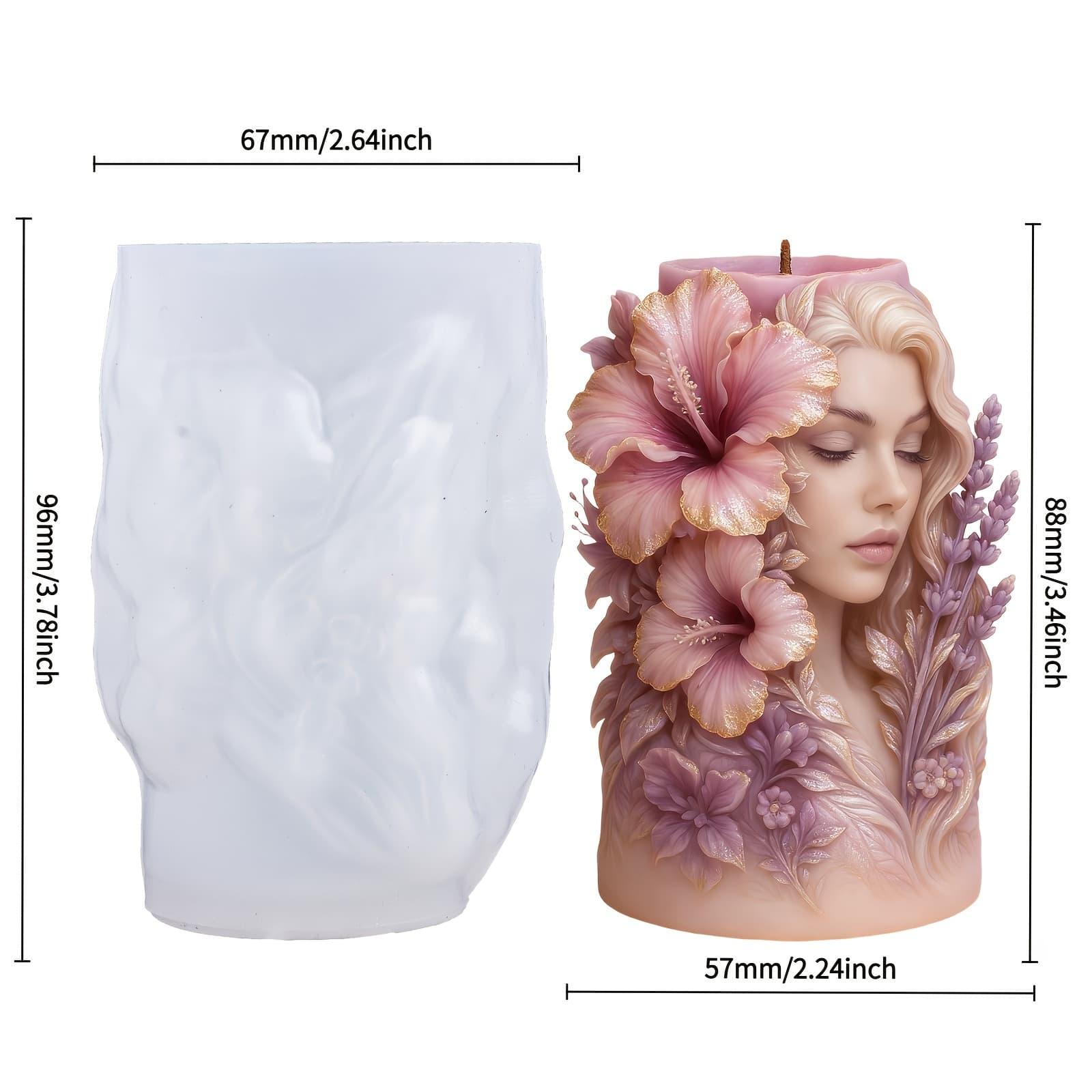 TEMU 1pc Elegant Flower Goddess Silicone Mold, Texture Restoration Of , Flexible Silicone Reusable And Non-deformable Easy Demolding, Art Candle/ / Resin Ornament, Home Decor
