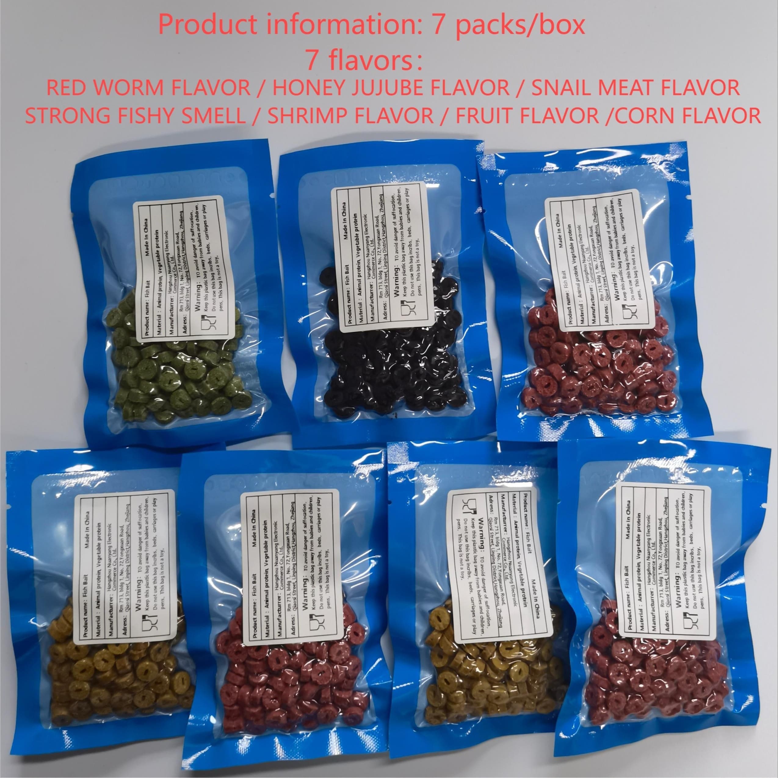 TEMU 7 Packs/box, Red Worm Pellets, Carp Bait, Catfish Bait, Hollow Bait, Bait.