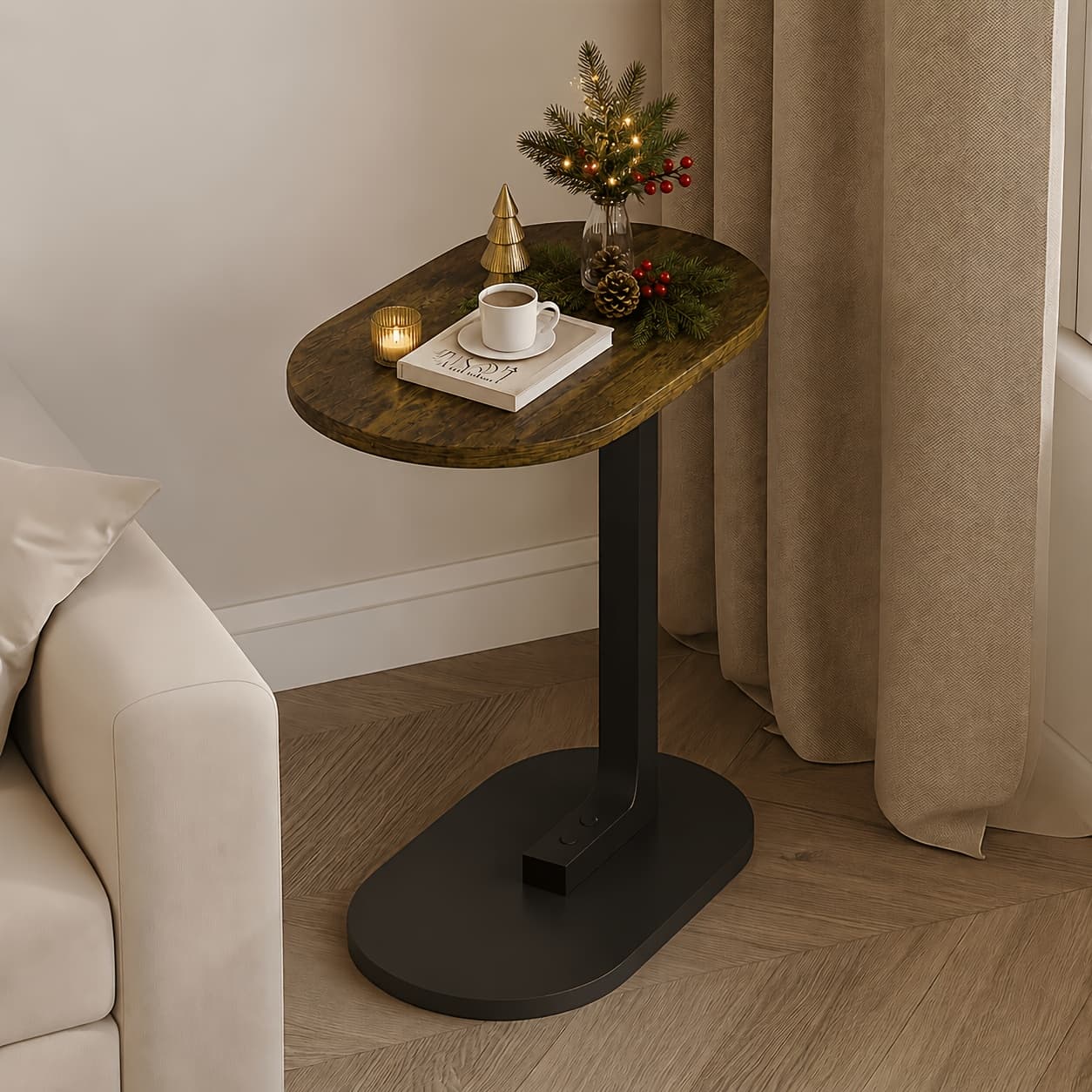 TEMU Mall Side Table, Round Bedside Sofa End Table, Tv Tray Table, Simple Bedside Table, Narrow Side Table In Living Room, Bedroom, Office, , At Home