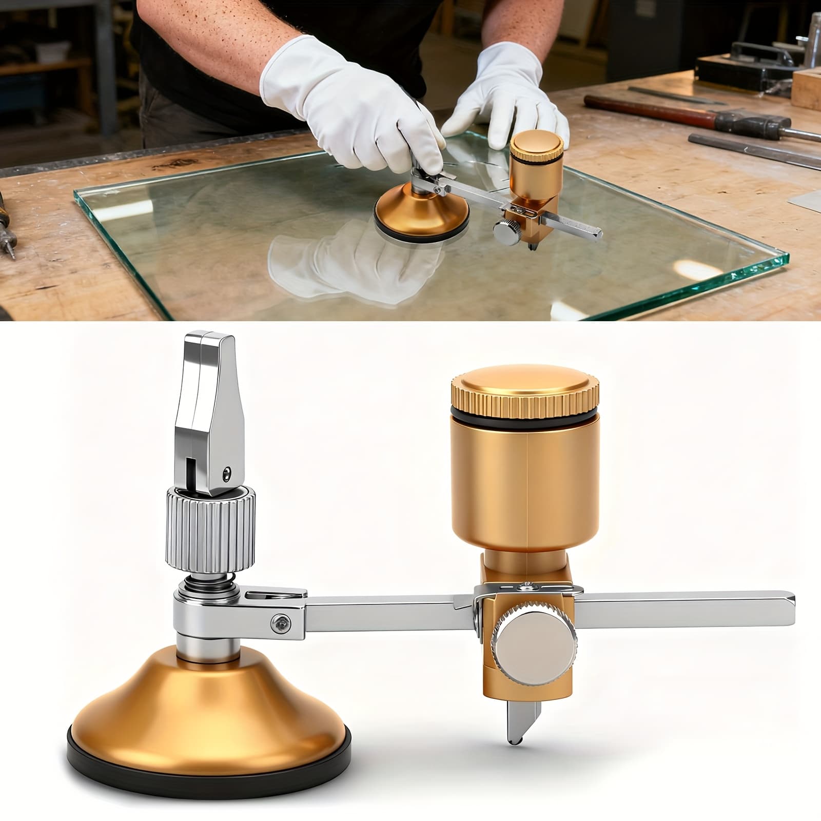 TEMU Compass Type Glass Cutting Tool, 1.4" To 4.3" Cutting , Adjustable Circular Glass Cutter, Precision Wheeled Circle Cutter, Suitable For Glass & Ceramic Tile Cutting