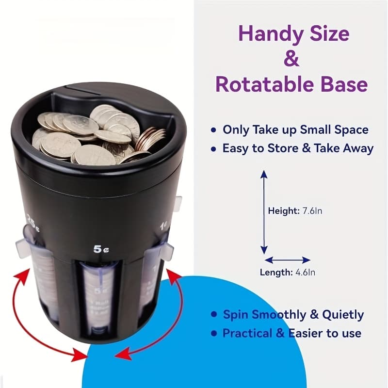 TEMU Coin Counter, Coin Sorter, Rotatable Base, Change Sorter, Coin Sorter
