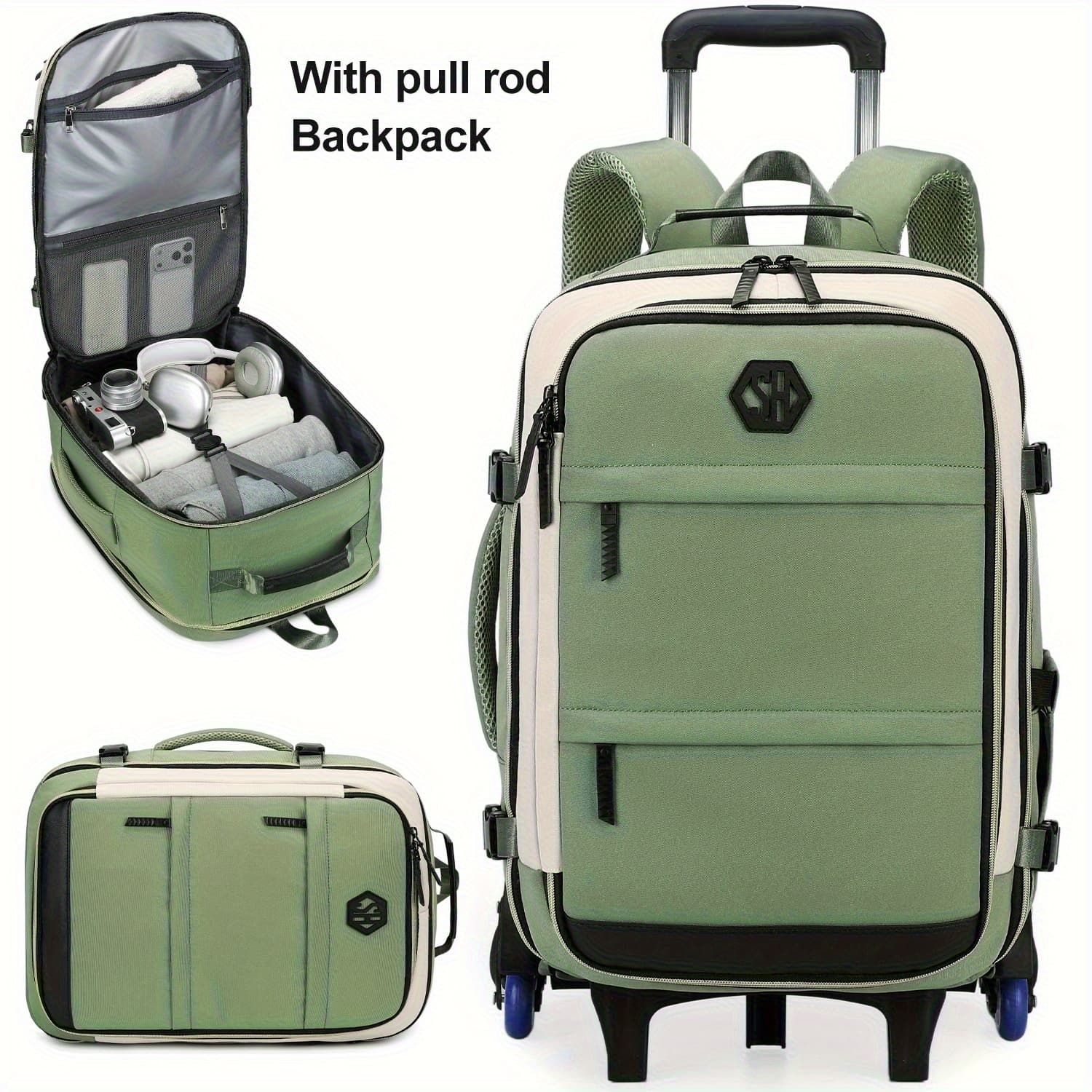 TEMU Backpack With 6 Wheels, Designed For Business And Travel Commuting, On Board, Features A Compartment For Laptops, Fits 17-inch Laptops, Suitable For Adults