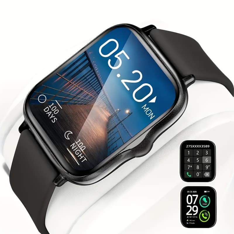 TEMU [valentine's Day Gifts] 2.01-inch Curved Screen Ultra-thin Smart Watch For Men And Women, Featuring Sms Notifications, Call Reminders, Music Control, Monitoring. Compatible With And Phone