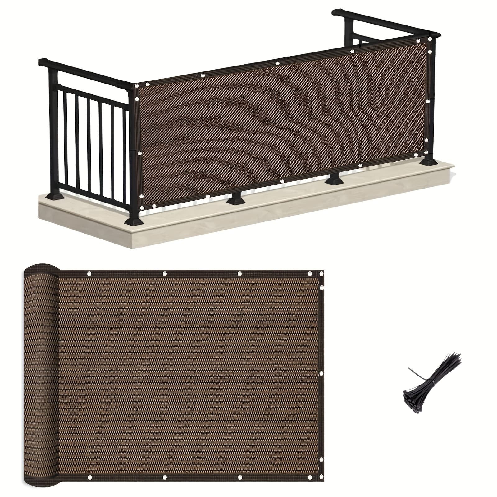 TEMU Heavy-duty Privacy Screen - 150 Gsm Windproof And Dustproof Mesh Fabric, Suitable For Outdoor , , And Pool Decks