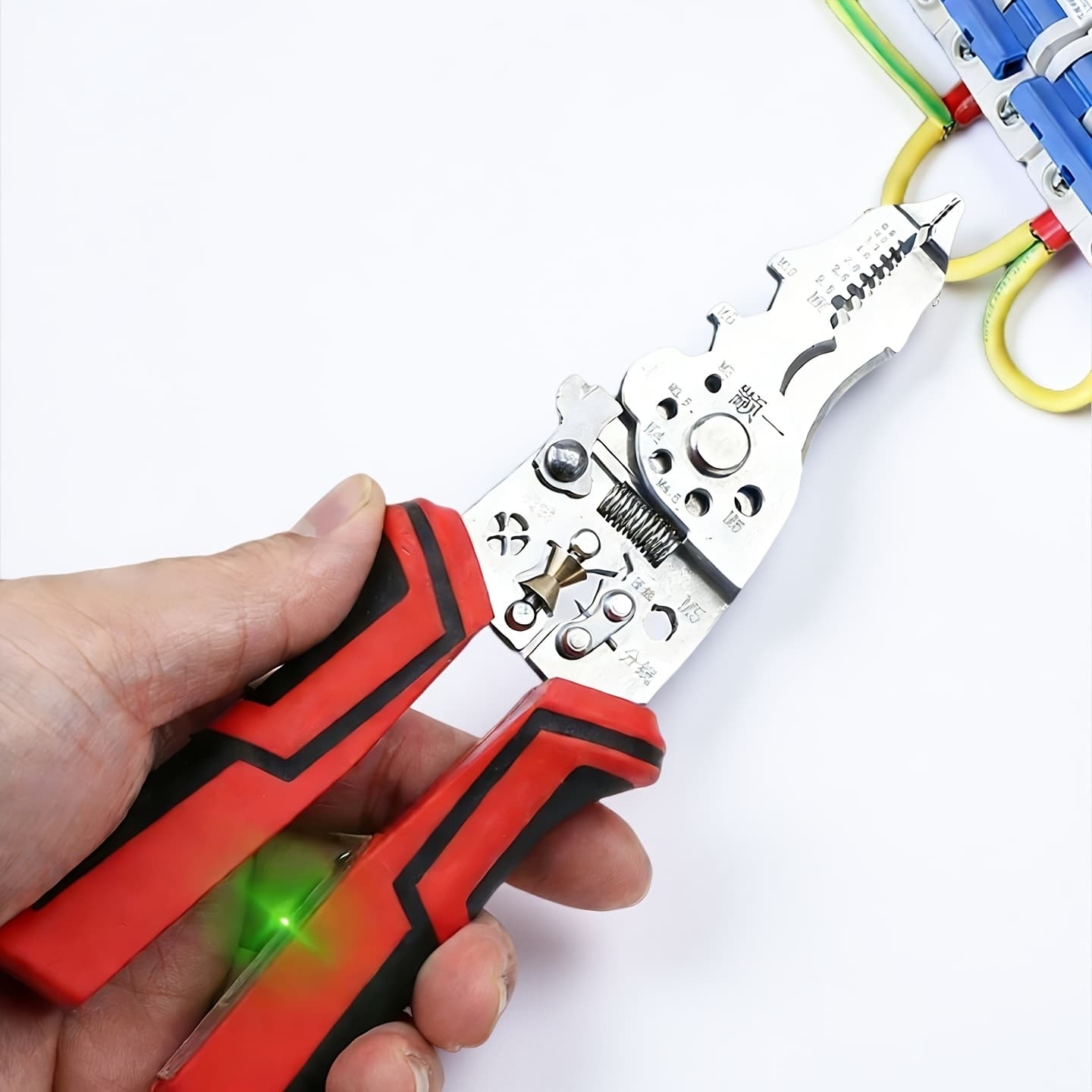 TEMU 16-in-1 Heavy Duty Wire Stripper & Cutter Pliers With Built-in Voltage Test, Manual Tool For Cutting, Stripping, Crimping, Twisting And Bending, Suitable For