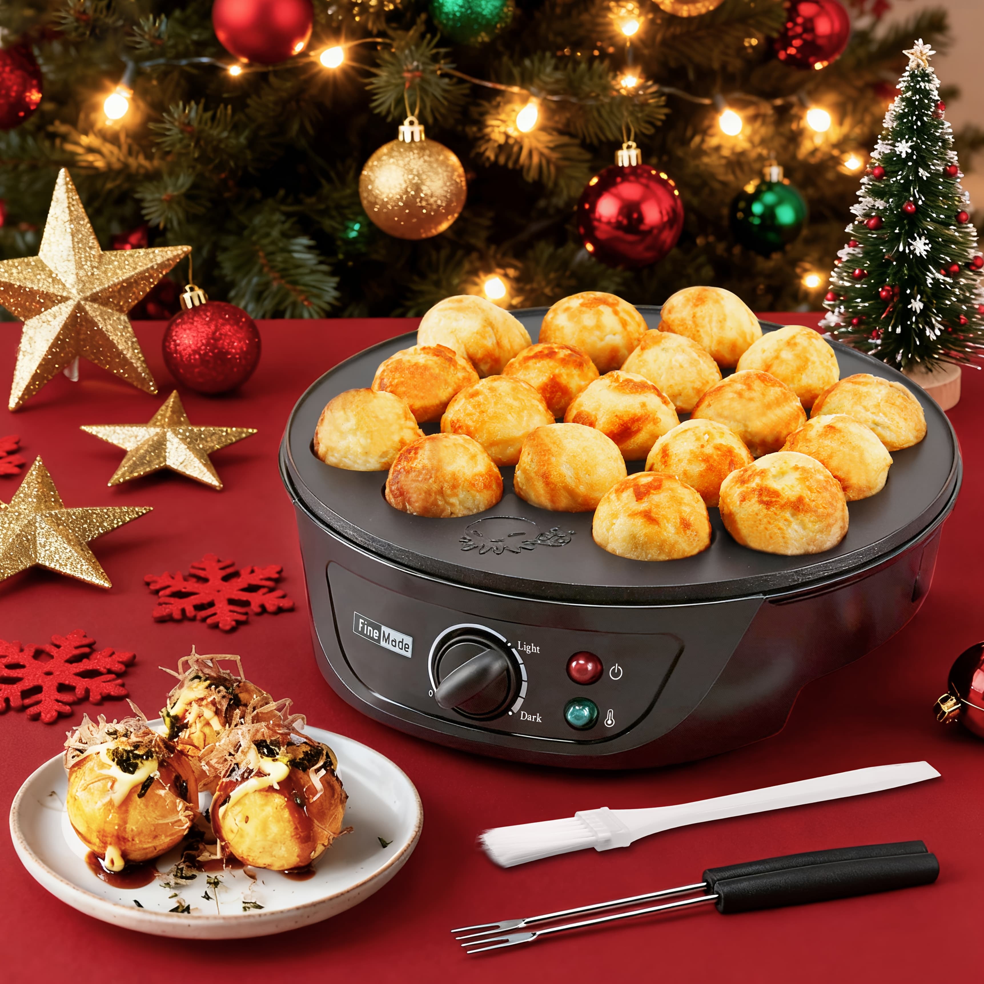 TEMU 18 Takoyaki Maker Pan For Japanese Octopus Balls, And Store, Temperature Control, Recipe Included