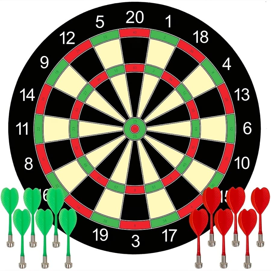 TEMU The Darts Board Game Includes 12 Darts, Consisting Of 6 Green And 6 Red , Making It An Ideal Gift For Indoor And Outdoor Activities. Great For To And Is A Safe Option For Playing Darts