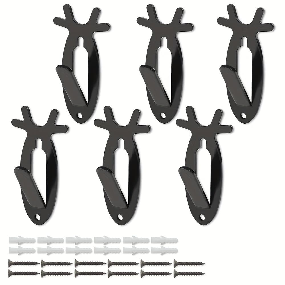 TEMU Set Of 6 Metal Deer Head Hooks Ideal For Use In Bathrooms, Bedrooms, , And As Decorative Home Additions, Utility Hooks