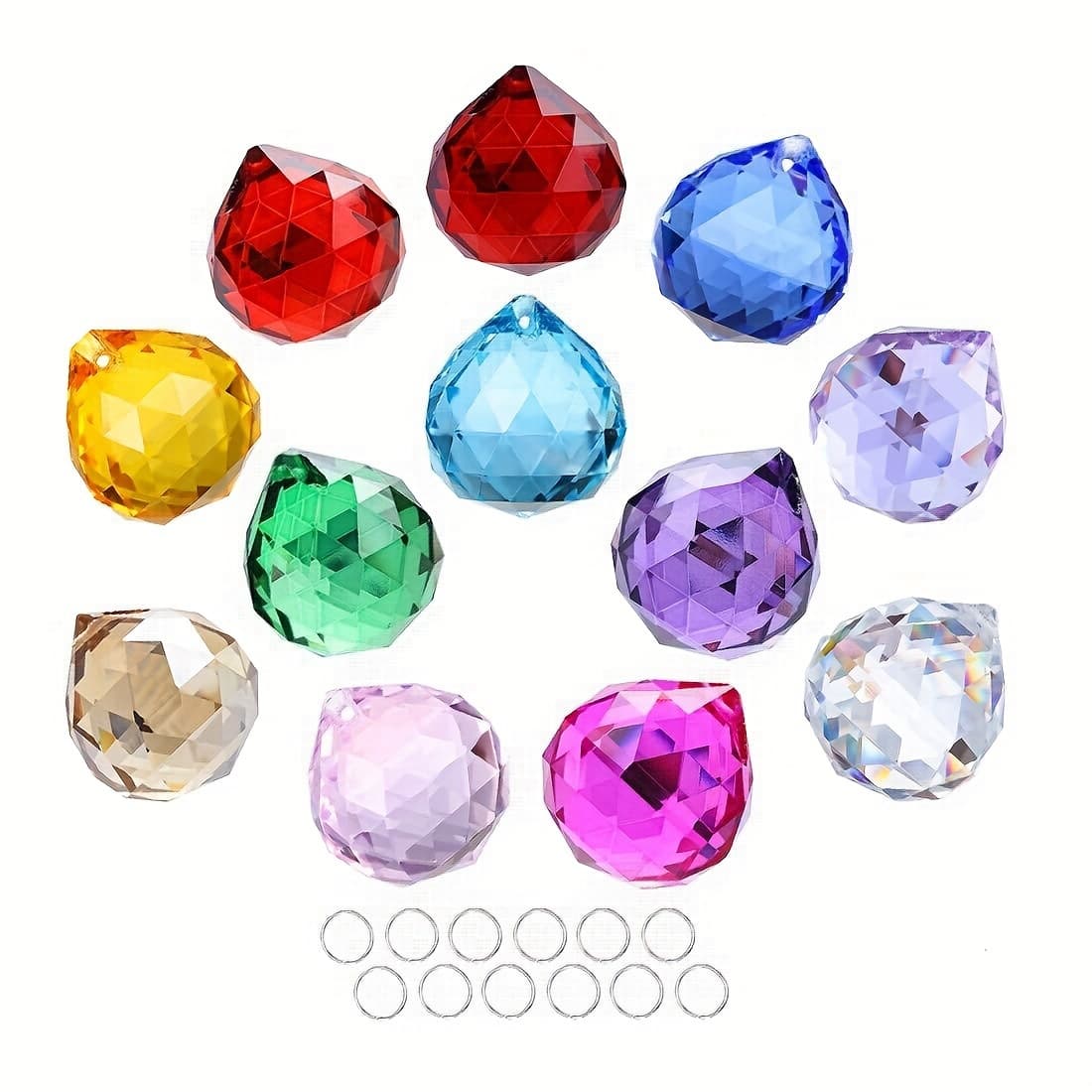 TEMU 12pcs Crystalsuncatcher 20mm Vintage Shui Decorating Crystal Ball Prism Pendant Suncatcher Hanging Pendant Suncatcher