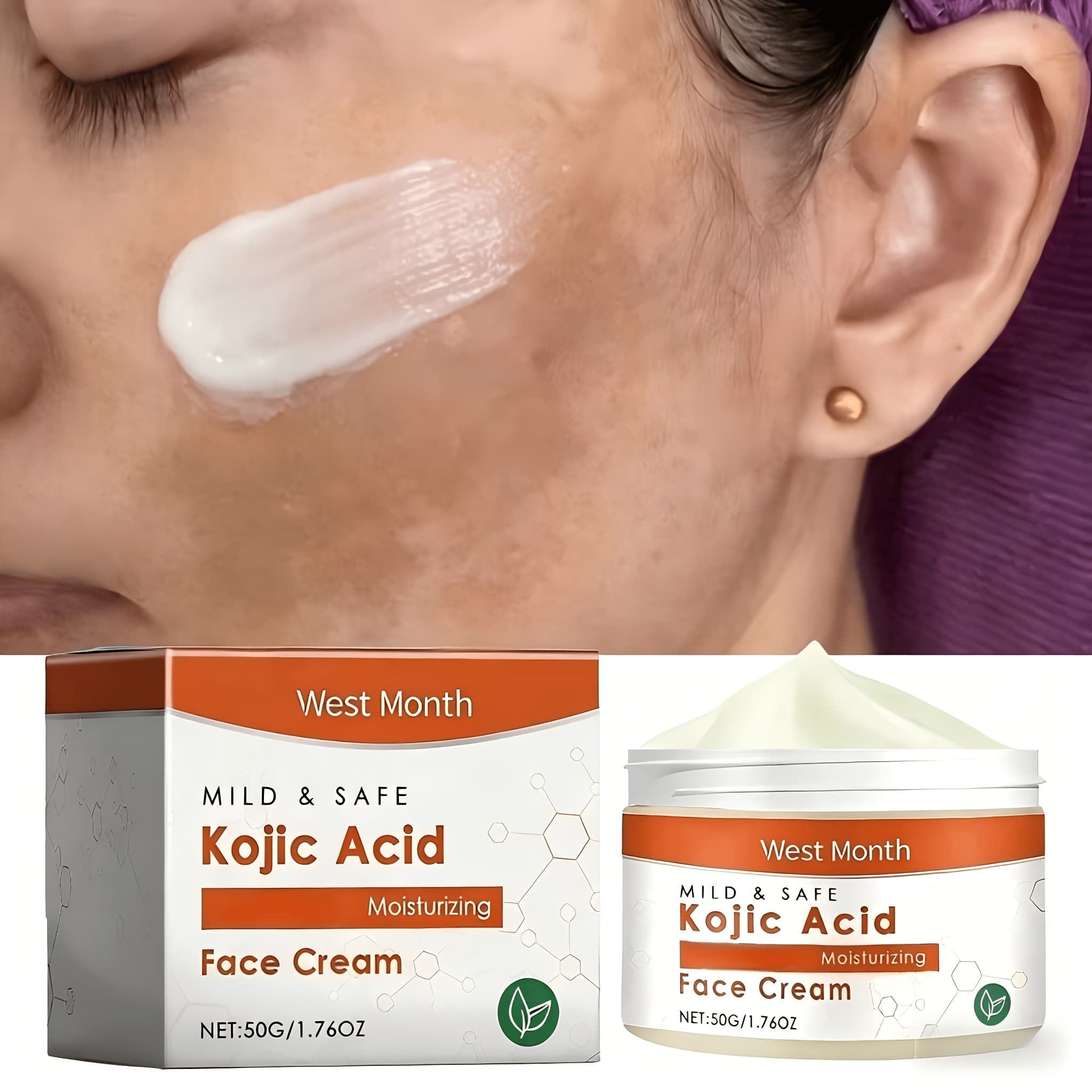 TEMU Kojic Acid Brightening Cream Featuring Niacinamide, Collagen, And Coconut Oil - A Facial Moisturizer, Of Dark Circles, Bruises Spots, 50ml/pc