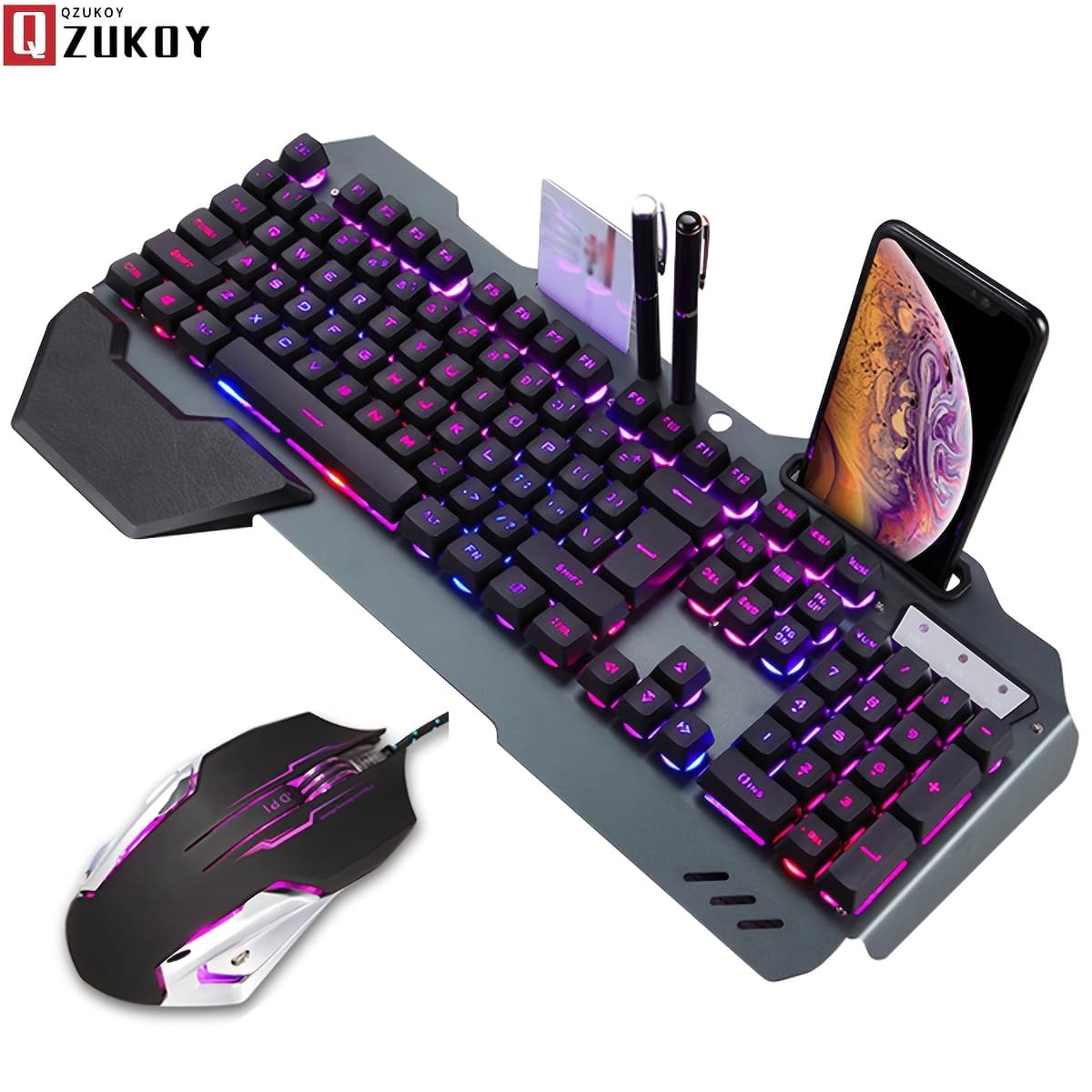 TEMU Qzukoy Mechanical Feel Gaming Keyboard, Rgb Backlit Wired Gaming Keyboard For Pc Desktop