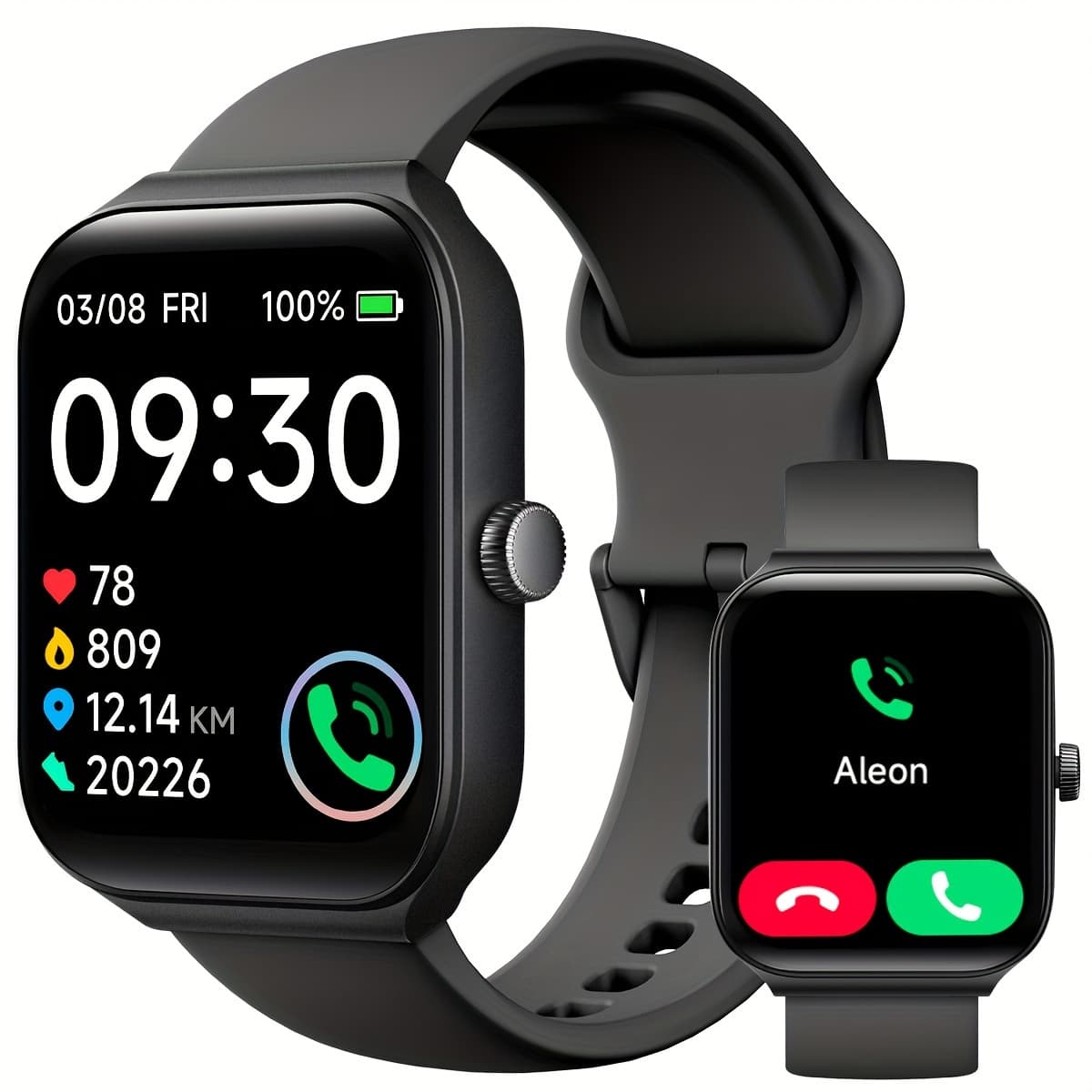 TEMU Smartwatch - 1.95" Display, Call Answering, 100 , Step Counter, Sleep , Wireless , Compatible With & Iphone, Usb Rechargeable, With Built-in Alexa - Ideal Gift, Health Monitoring Wristband, Watch