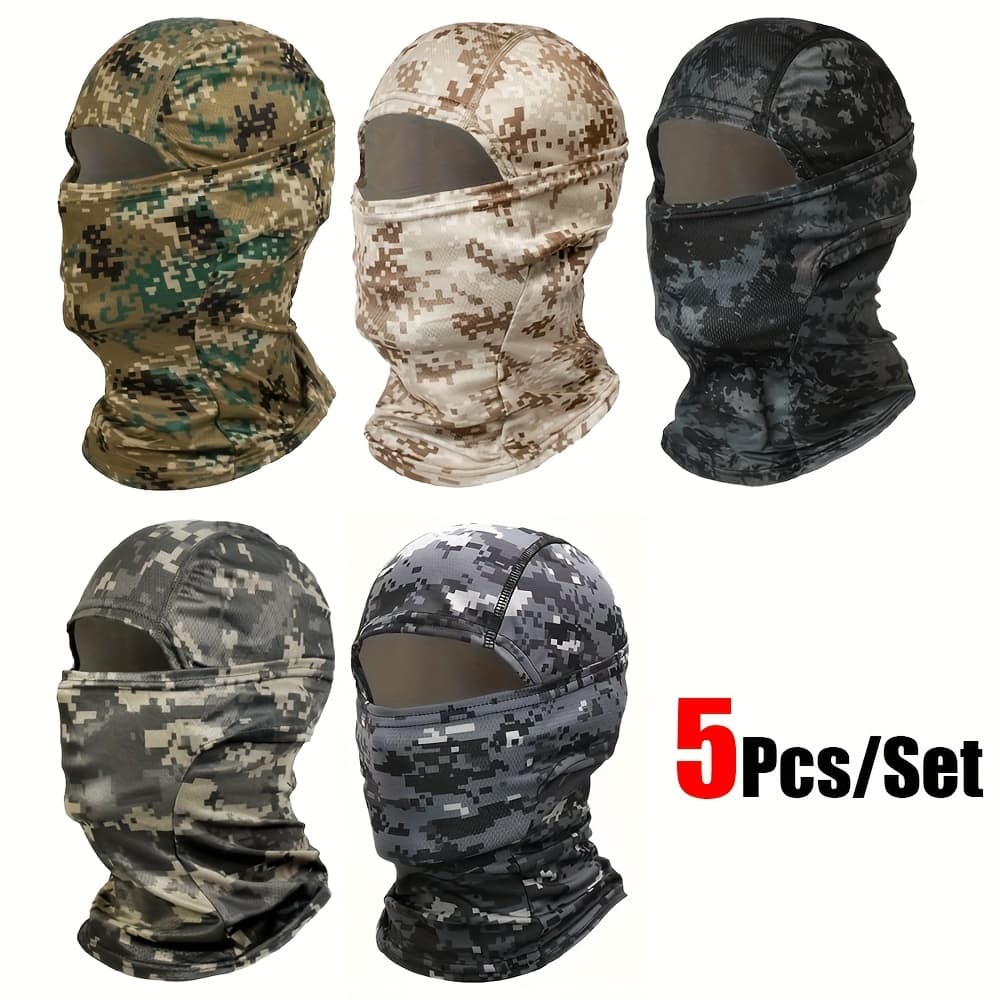 TEMU 5pcs Unisex Breathable Sunscreen Mask, Suitable For Outdoor Sports, Running, Hiking, Fishing, Skiing, Cycling Multi-functional Headscarf Neck , Skiing Accessory