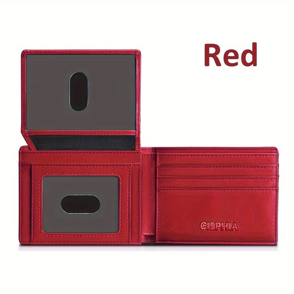 TEMU Slim Men's Wallet 12 Card Holder Rfid Blocking With 2 Id Windows Gift Men's Accessories