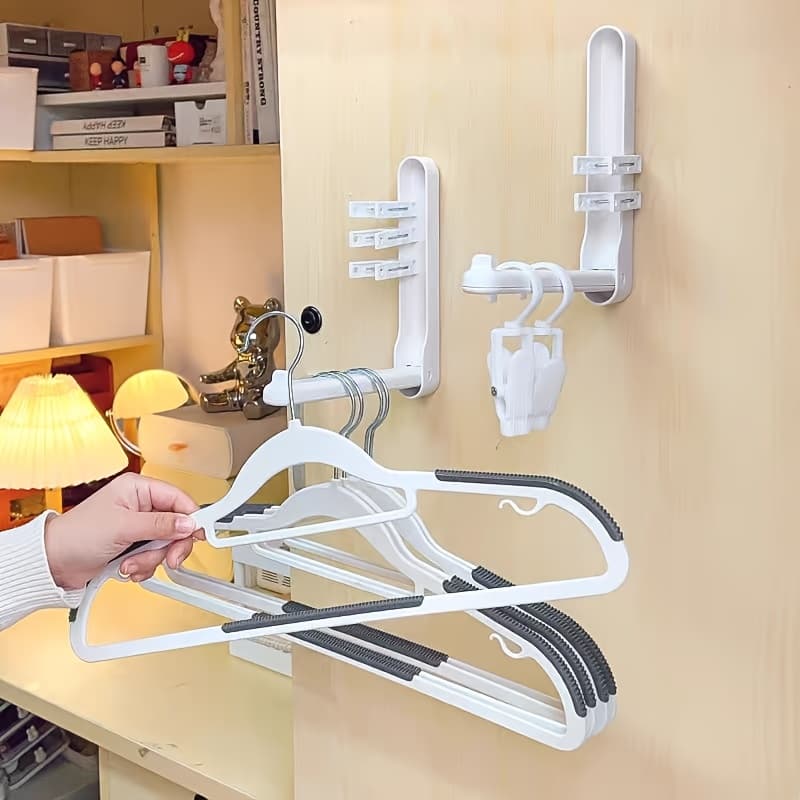TEMU Storage Clothes Hanger: Wall Mounted, Dormitory Student Cooling Clothes Hanger, Folding Anti Slip Clothes Hanger