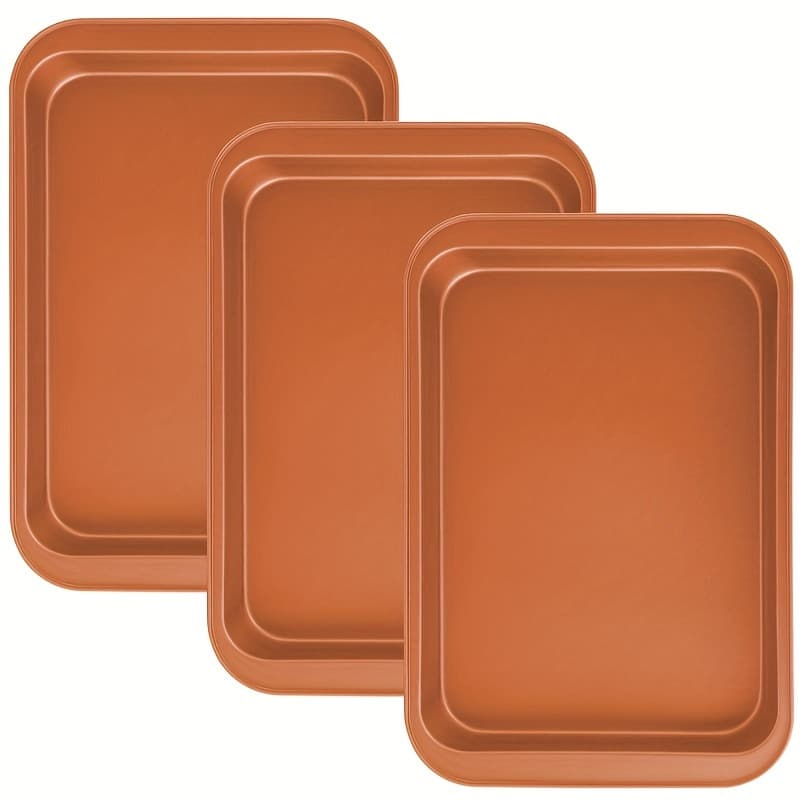 TEMU 3 Rectangular Baking Sheets, Oven Pan, 13 X 9 "deep Baking Sheet For Baking