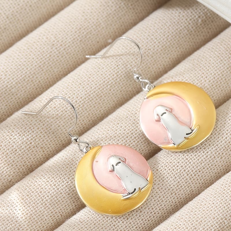 TEMU Yoyo Women' - Plated Dog Pendant Earrings Suitable For - Cute Minimalist Dangle Jewelry With Dog-shaped, Daily Wear & Wedding Party Accessories, Versatile Gift (ideal For Dog Owners)