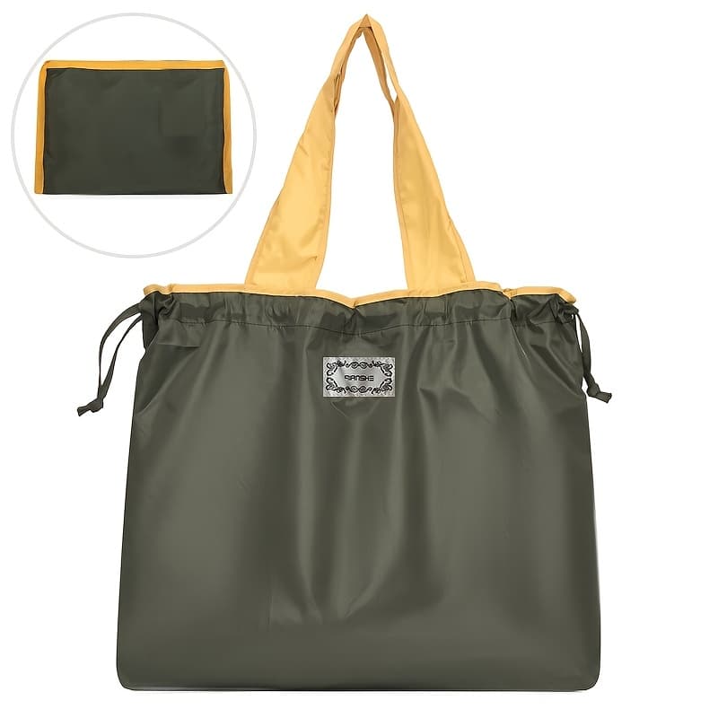 TEMU Portable Foldable Shopping Tote Bag With Drawstring Nylon Travel Supermarket Grocery Shopping Bag