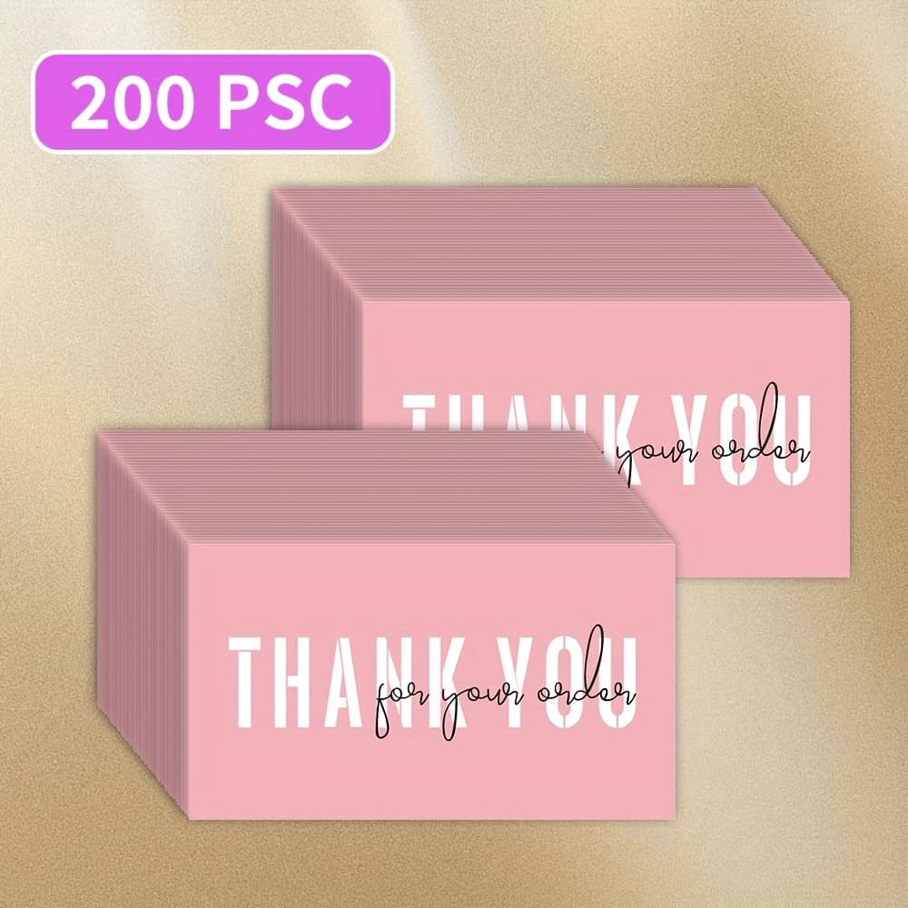 TEMU 200 Pink Thank-you Cards, Suitable For Online Retailers, Business Supplies, Stores, Thank-you Cards